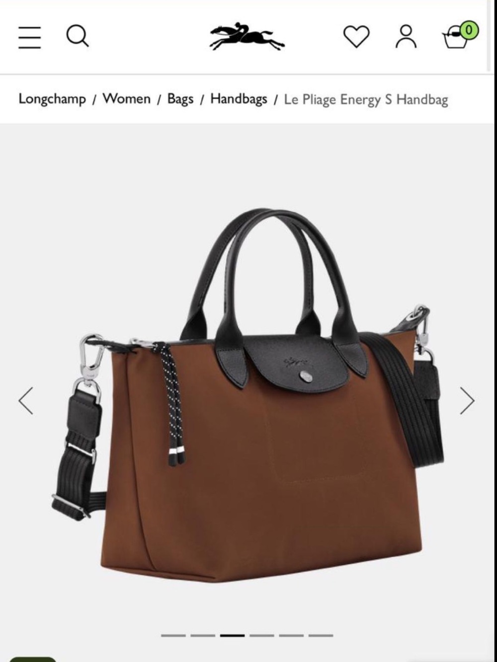 Longchamp Le Pliage Energy S Tote in Brown with Black Trim